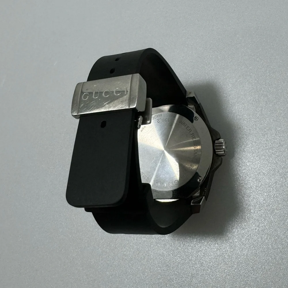 Gucci Dive Stainless Steel Rubber Strap Watch Black Silver - Picture 3 of 8